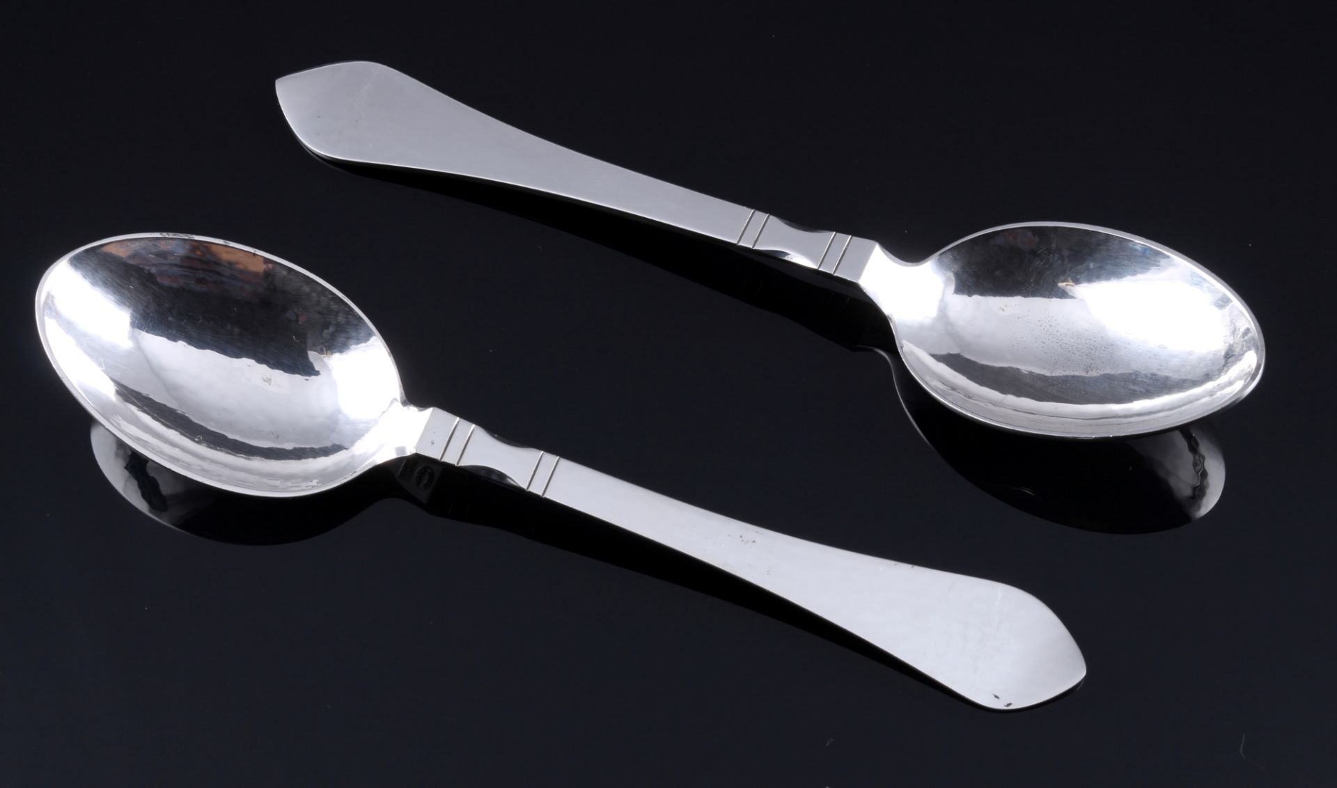 Georg Jensen Continental 925 Silber 6 Dessertlöffel, sterling silver dessert spoons, - Image 2 of 4