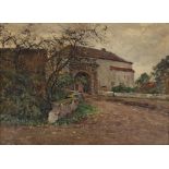 Wilhelm Fritzel (1870-1943) ländlicher Hof mit Durchgang, country farm with passage,