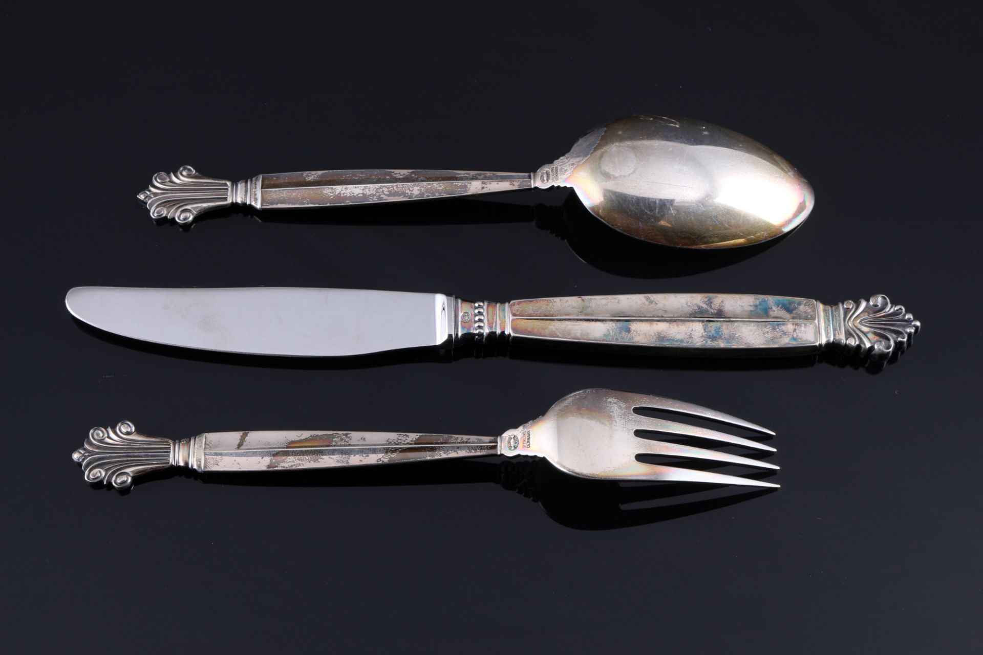 Georg Jensen Akanthus 925 Silber Speisebesteck für eine Person, sterling silver cutlery for 1 pers., - Image 2 of 3