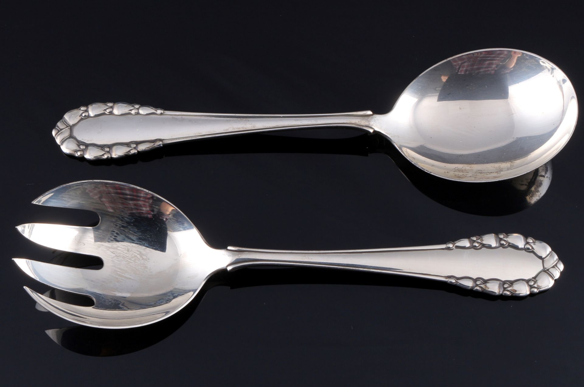 Georg Jensen Maiglöckchen 925 Silber 6-teiliges Vorlegebesteck, sterling silver serving cutlery, - Image 2 of 5