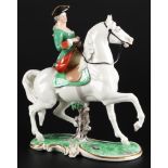 Nymphenburg Rote Jagd Reiterin, horsewoman figure,