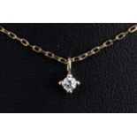 375 Gold Collier mit Brillantanhänger, 375 gold necklace with diamond pendant,
