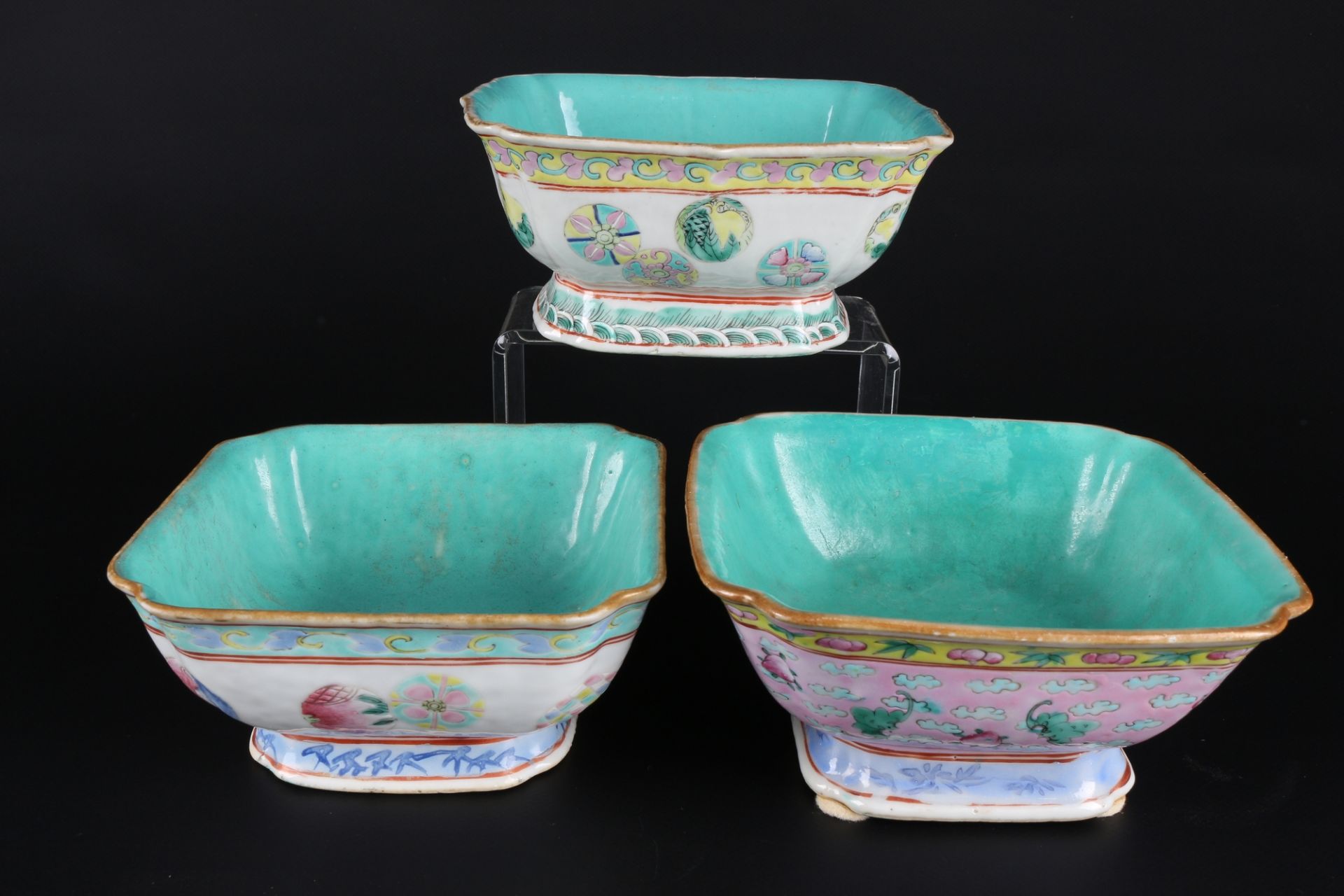 China 3 Schalen Famille verte, chinese bowls,