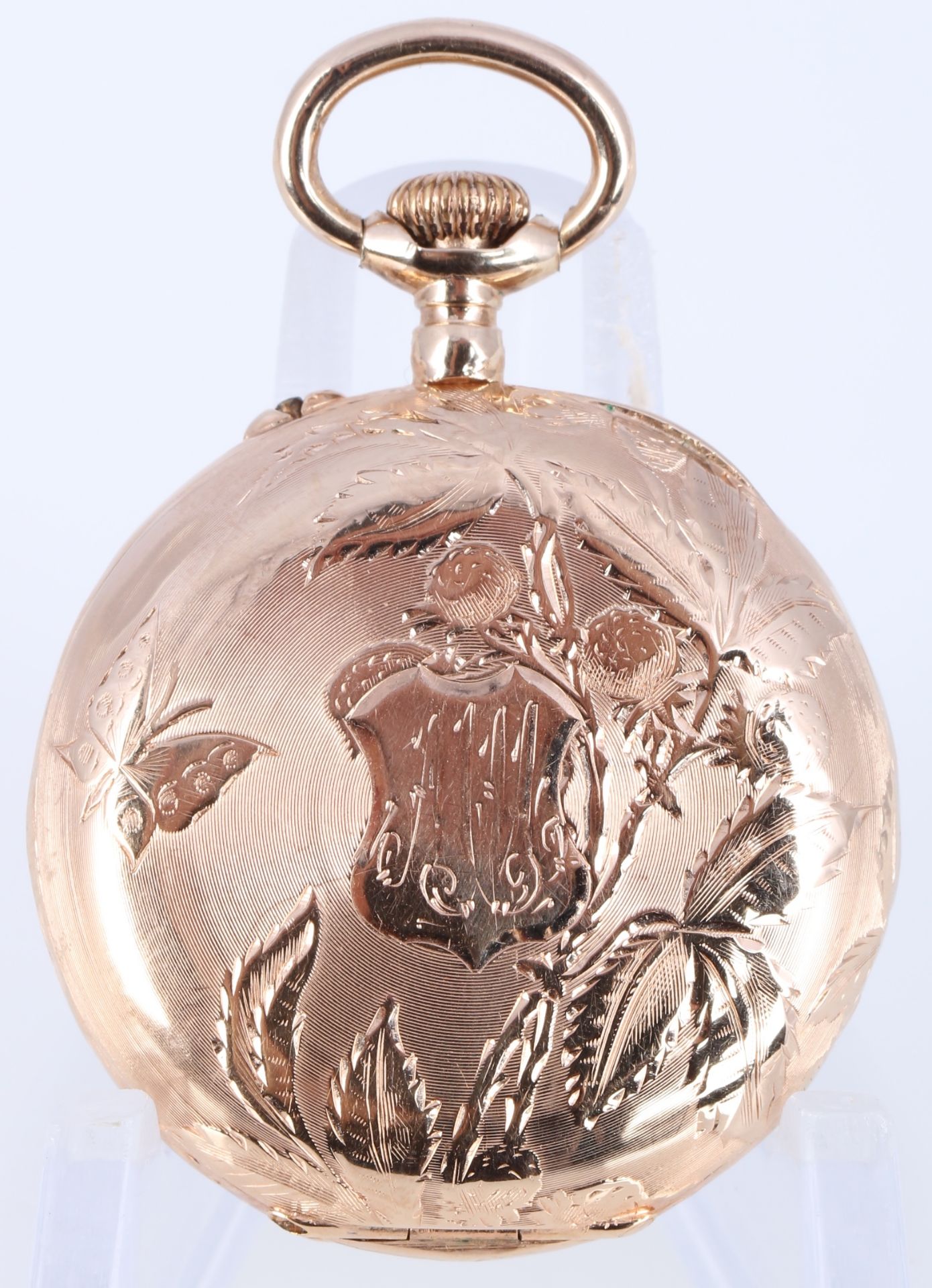 585 Gold Damen Taschenuhr, 14K gold pocket watch art nouveau, - Image 5 of 6