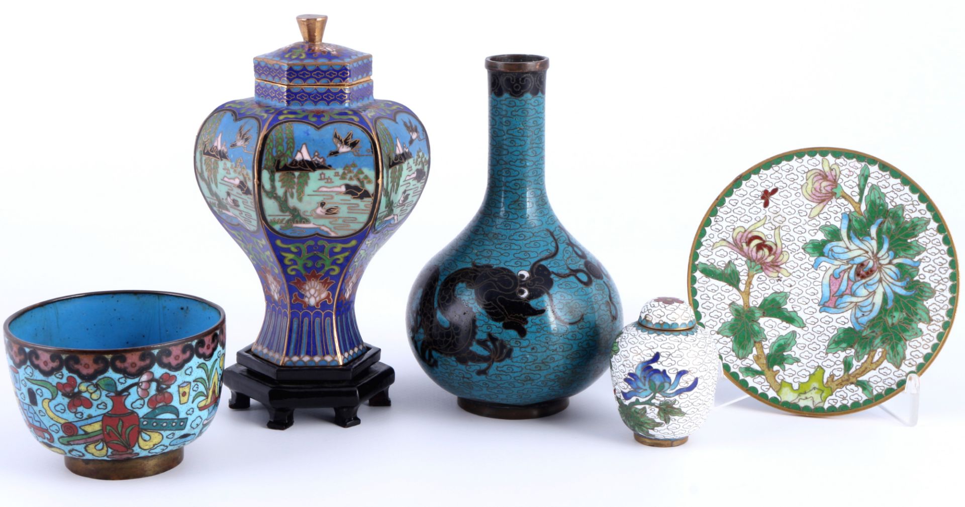 China Cloisonne Konvolut, Vasen Schale und Platte, chinese lot,