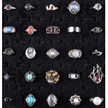 25 Silberringe, 800-925 silver rings,