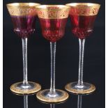 St. Louis Thistle Gold 3 Römergläser, farbig, roemer wine glasses,