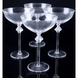 Lalique Roxanne 4 Champagnerschalen, french crystal champagne bowls / glasses,