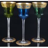 St. Louis Thistle Gold 3 Römergläser, farbig, roemer wine glasses,