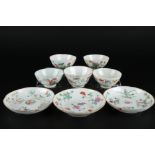 China Qing-Dynasty 5 Koppchen und 3 Schalen mit floralem Dekor, chinese couplings,