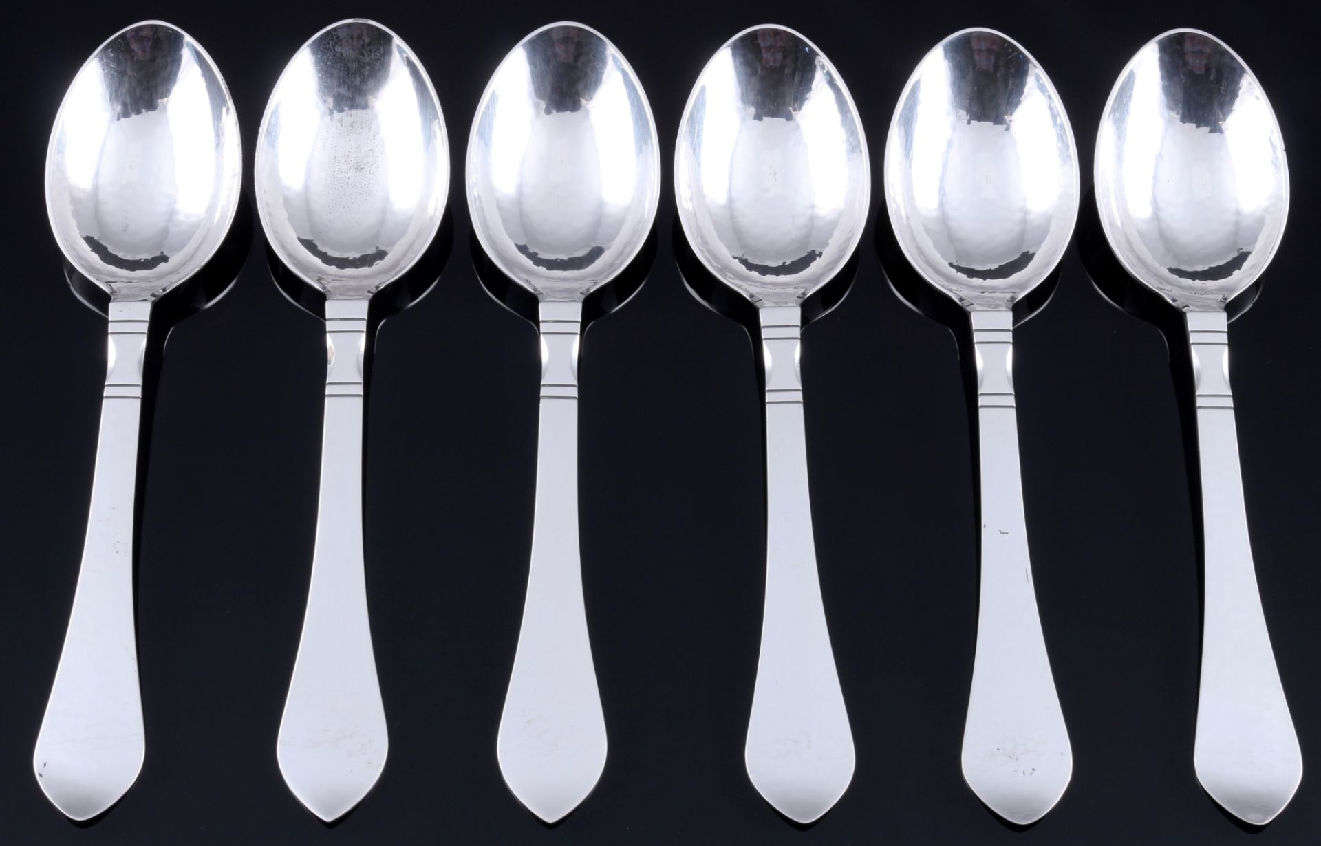 Georg Jensen Continental 925 Silber 6 Dessertlöffel, sterling silver dessert spoons,