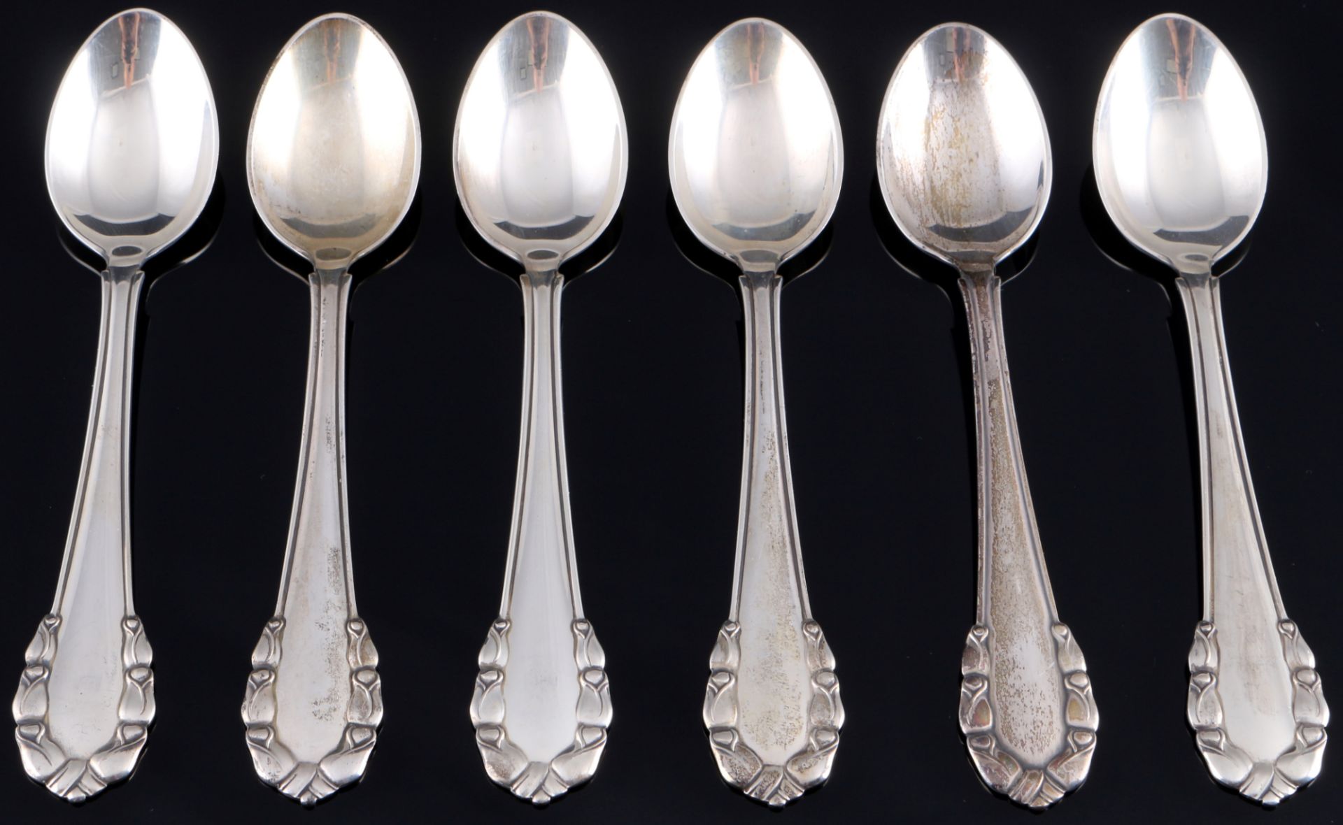 Georg Jensen Maiglöckchen 925 Silber 6 Kaffeelöffel, sterling silver coffee spoons,