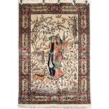 Seidenteppich mit orientalischem Liebespaar, silk orient carpet with loving couple,