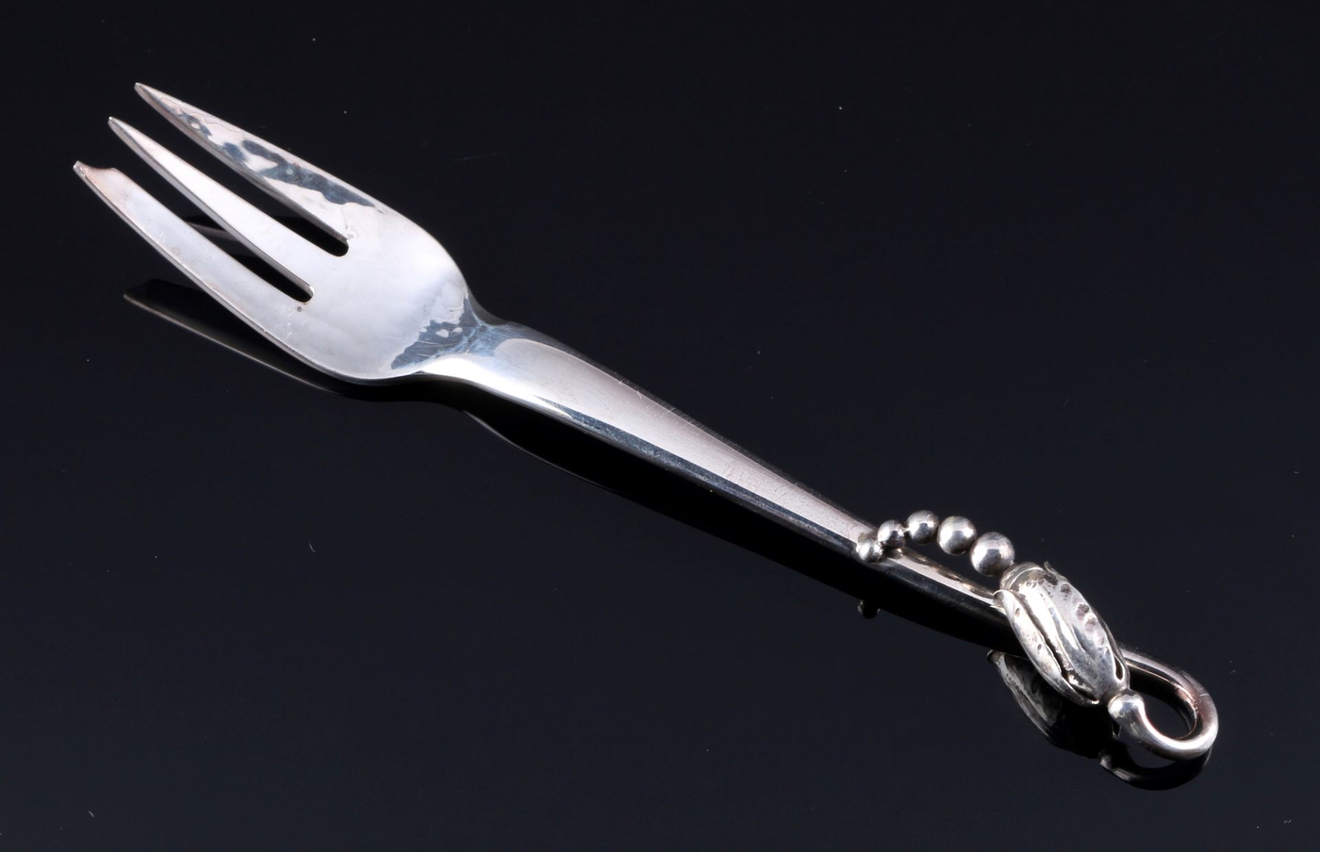 Georg Jensen Blossom / Magnolia 925 Silber 8 Kuchengabeln, sterling silver dessert forks, - Image 2 of 5