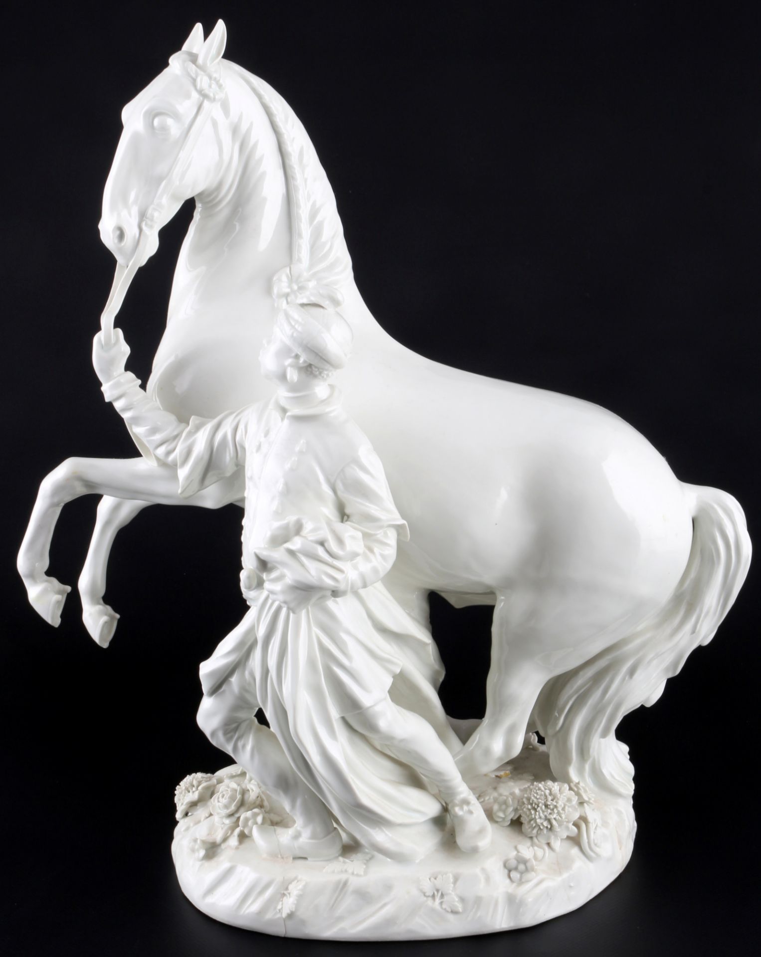 Meissen Mohr mit Schimmel, blackamoor with white horse,