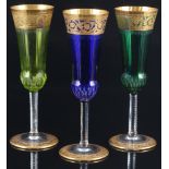 St. Louis Thistle Gold 3 Champagnerflöten, farbig, champagne flutes,