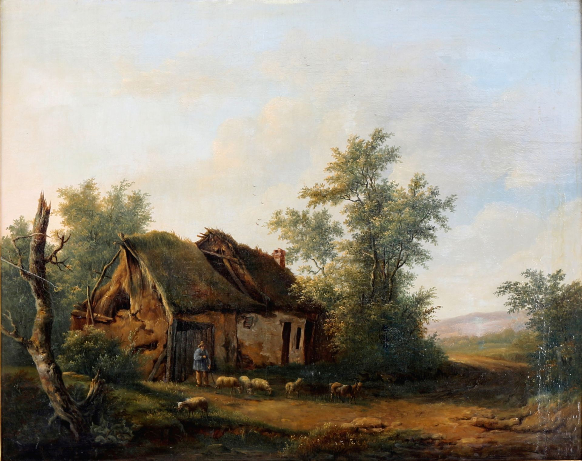 Balthazar Paul Ommeganck (1755-1826) Schäfer mit Herde vor Hütte, shephard with flock in front of sh