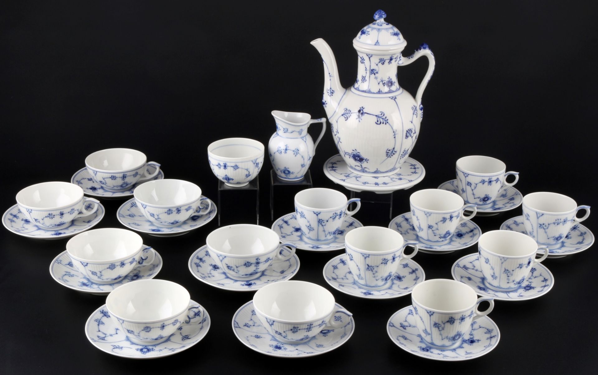 Royal Copenhagen Musselmalet Kaffee- und Teeservice für 7 Personen, coffee tea set for 7 pers.,