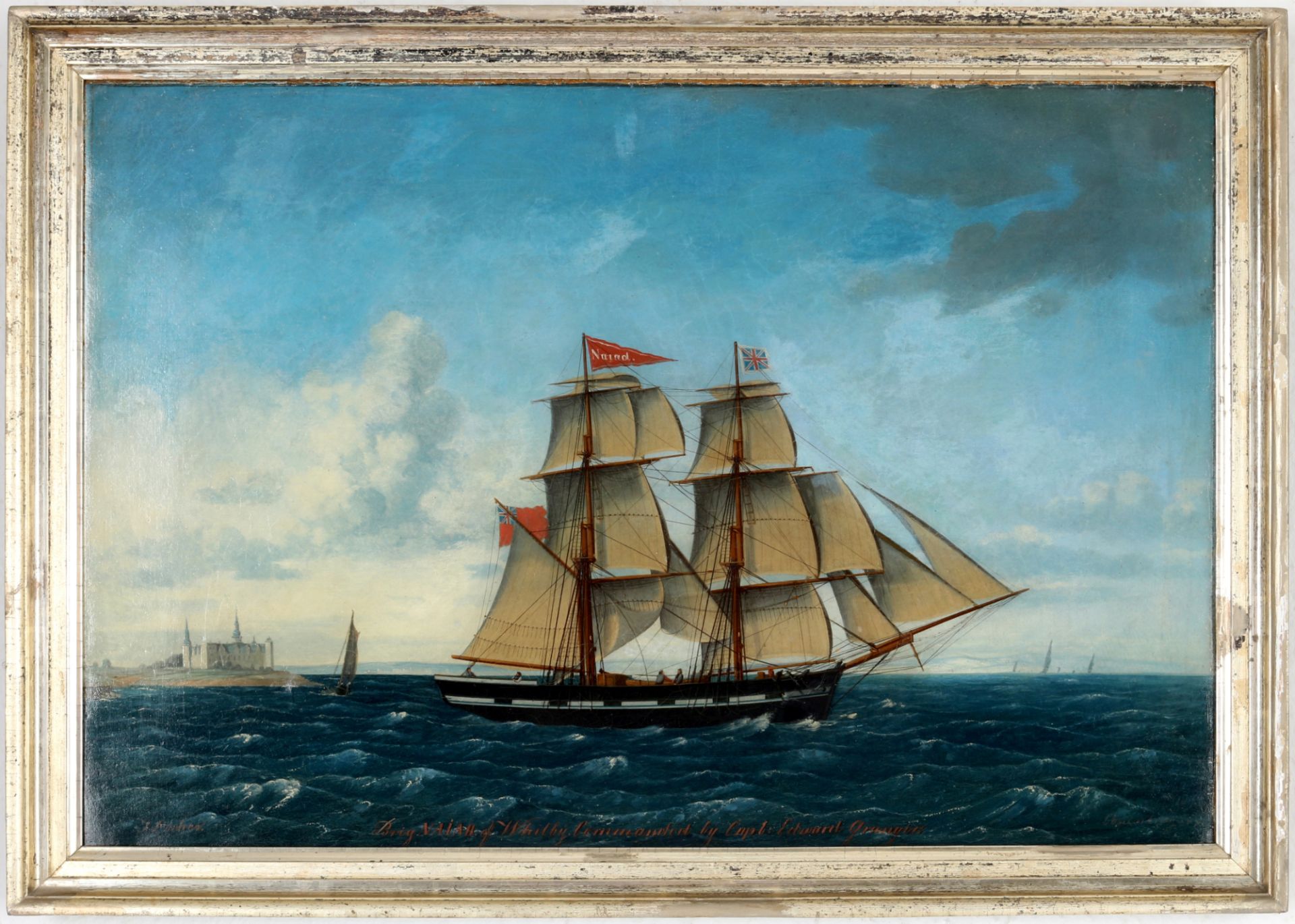 Jens Thielsen Locher (1825-1869) Marinemalerei Brigg Naiad, two-mast brig, - Image 2 of 5