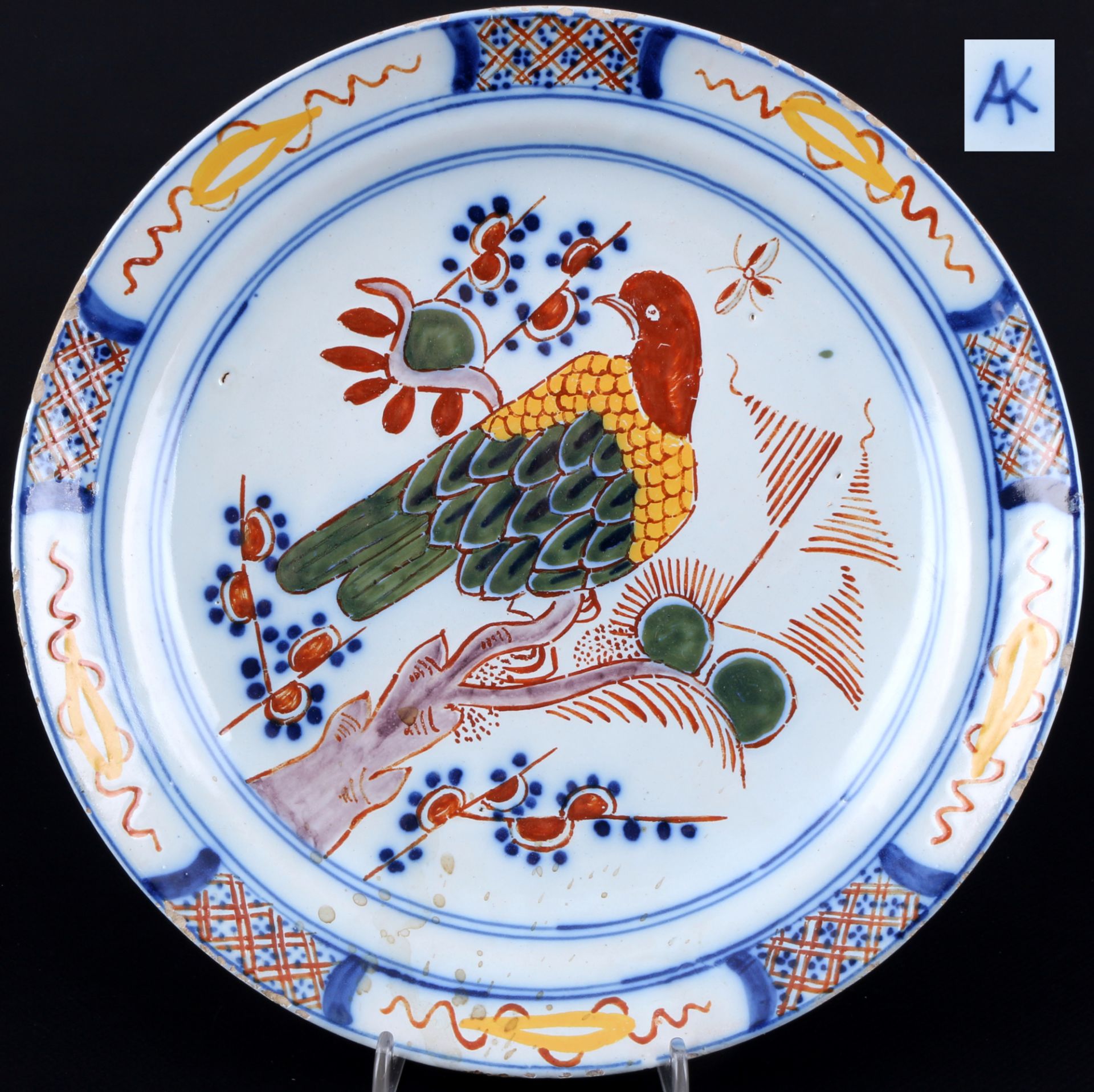 Niederlande 18. / 19. Jahrhundert riesige Wandteller mit Vogelmalerei, dutch ceramic wall plate,