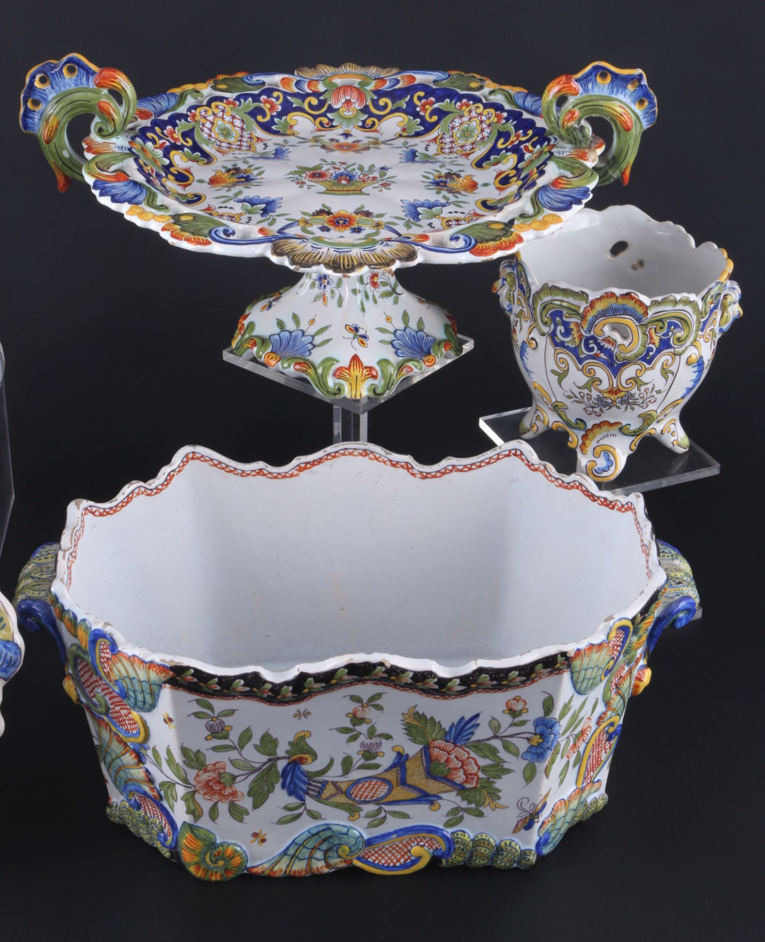 Desvres Rouen 6-teiliges Keramik Lot, 1. Hälfte 20. Jhd., french decorative ceramic, - Image 2 of 4