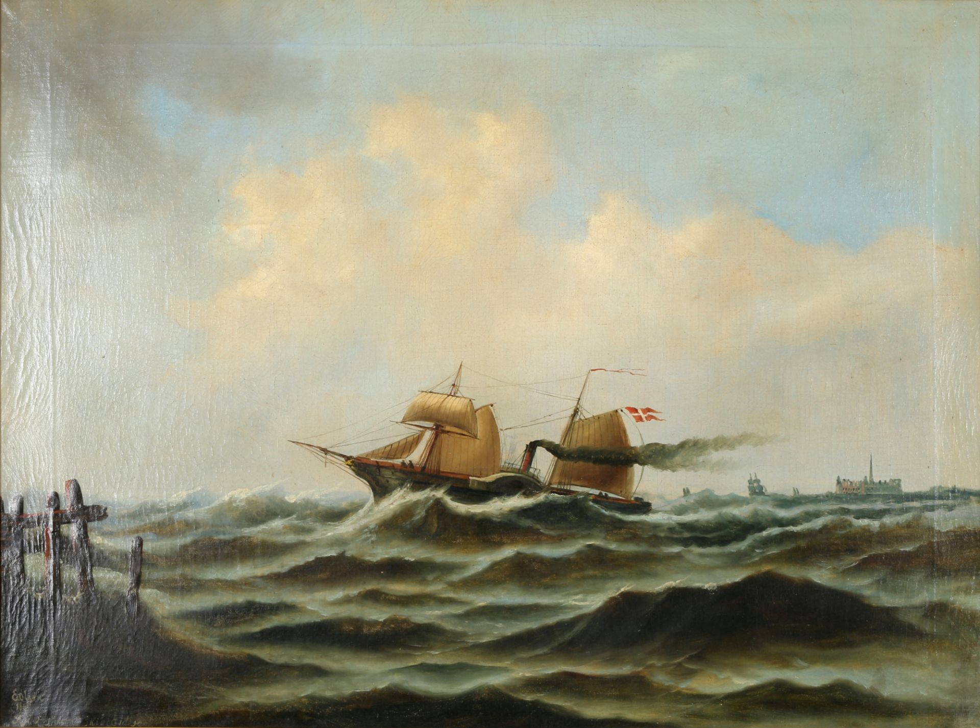 Carl Julius Emil Olsen (1818-1878) Marinemalerei königliches dänisches Dampfschiff Eidson, royal dan