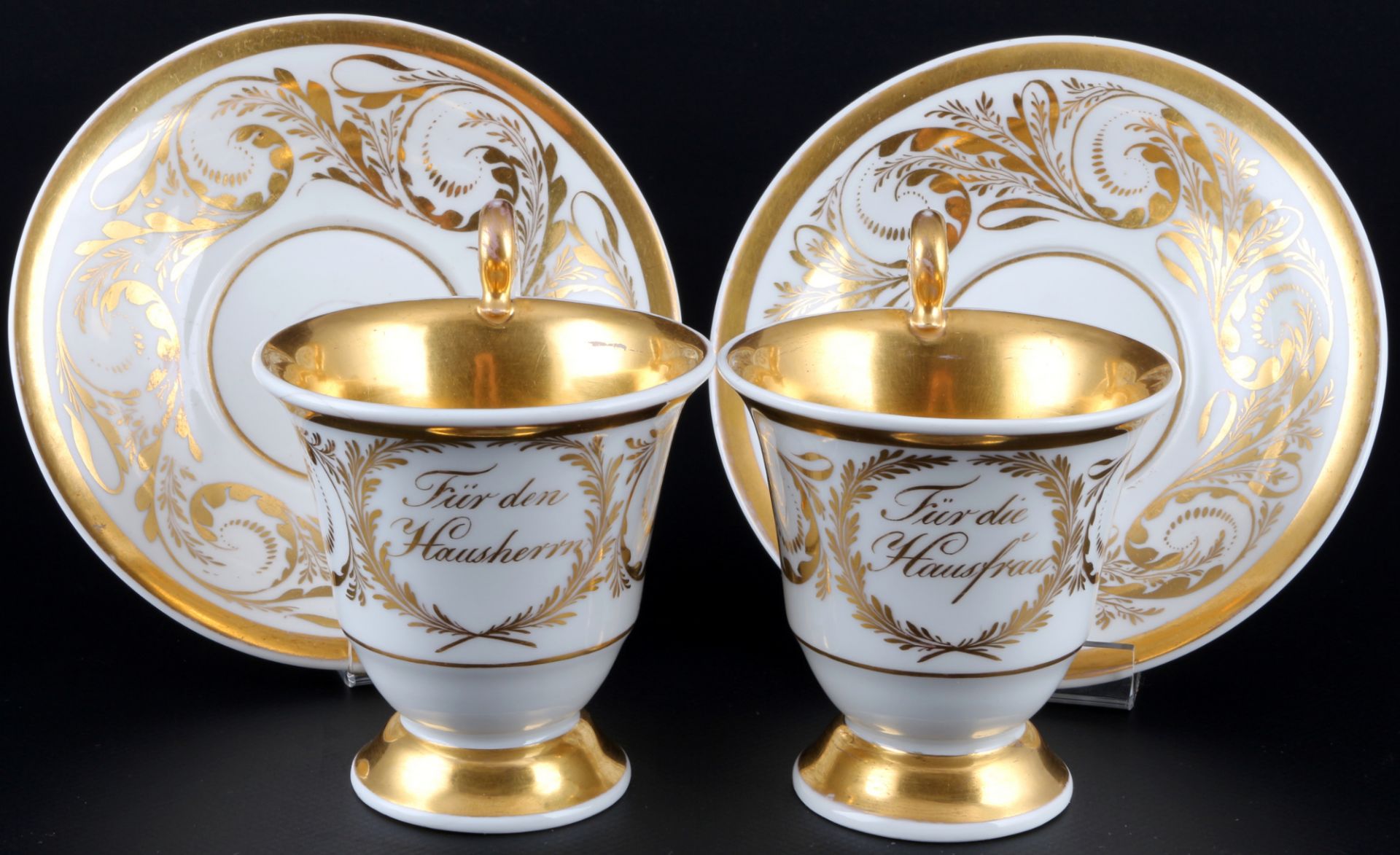 KPM Berlin Paar Punktassen, Biedermeier 1820-1840, pair of collection coffee cups,