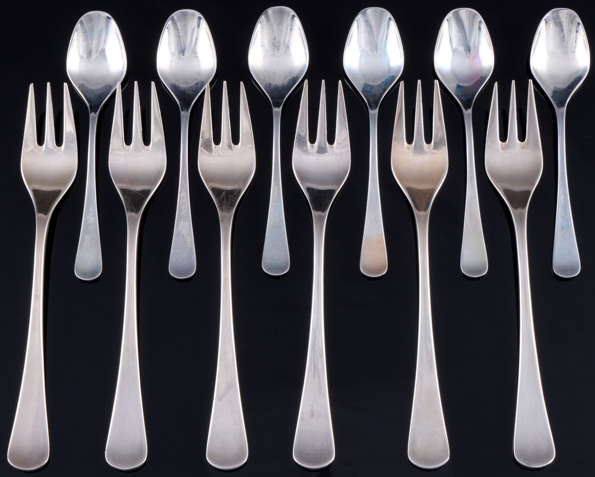 Robbe & Berking Scandia 925 Silber 6 Kuchengabeln & 6 Mokkalöffel, R&B sterling silver dessert forks