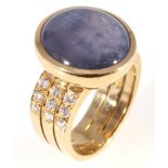 750 Gold Ring Saphir mit 18 Brillanten ca. 0,9ct, 18K gold ring sapphire with 18 diamonds ca. 0.9 ct