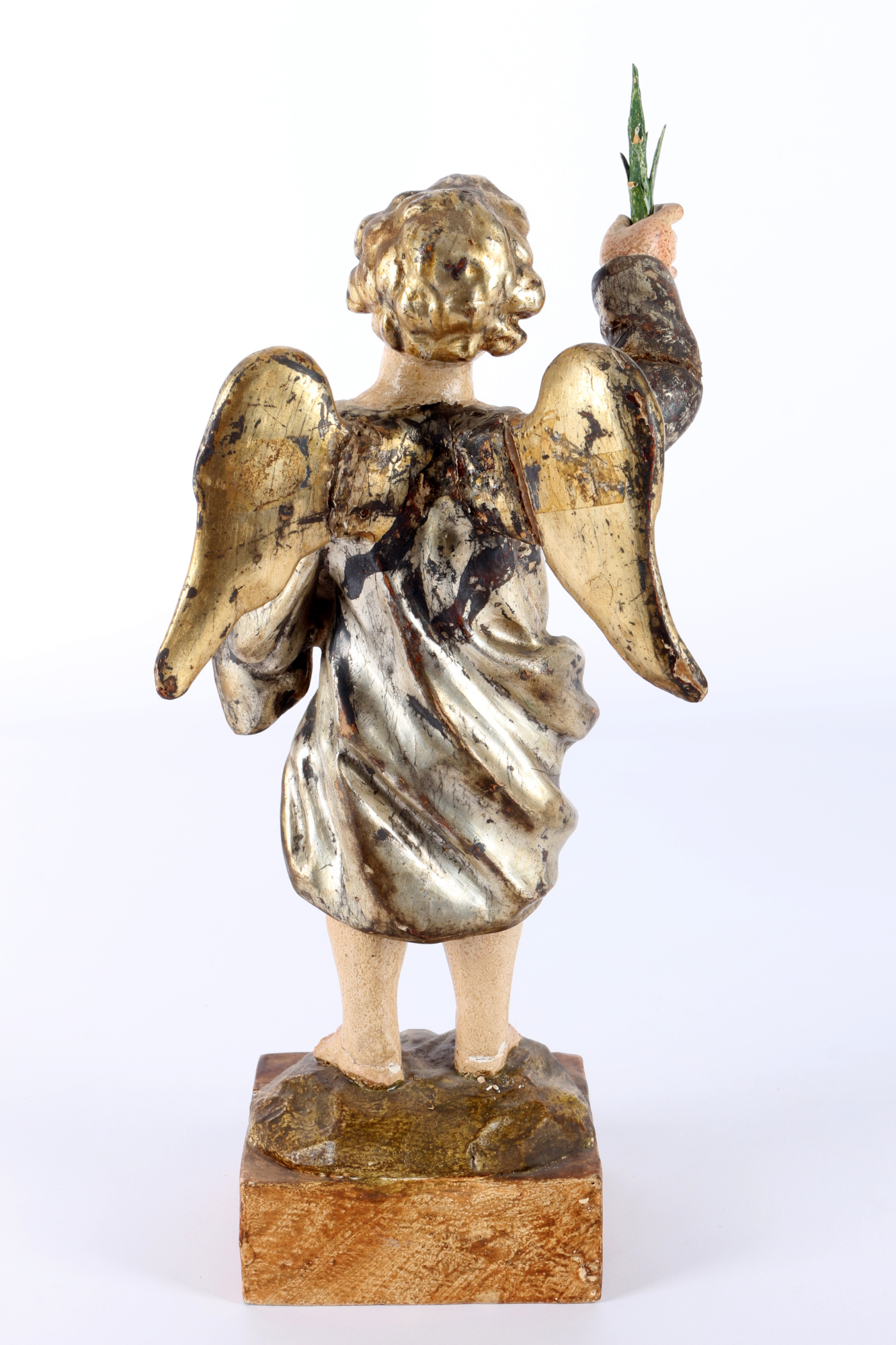 Baroque angel with palm twig 18th cenutry, Barock Engel mit Palmzweig 18. Jahrhundert, - Image 4 of 4