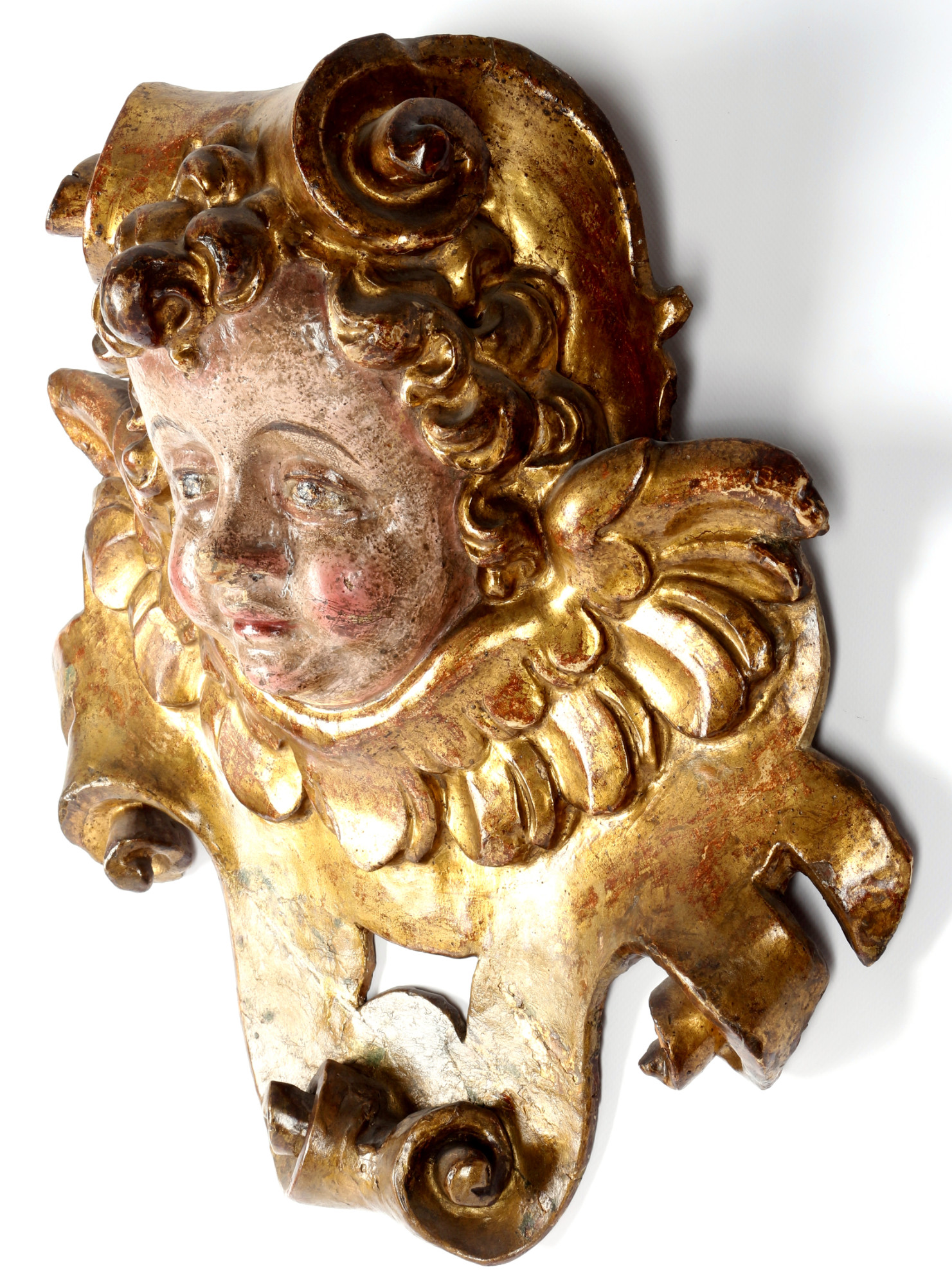 Door finial cherub head 18th century, Supraporte mit Puttenkopf 18. Jahrhundert, - Image 2 of 4