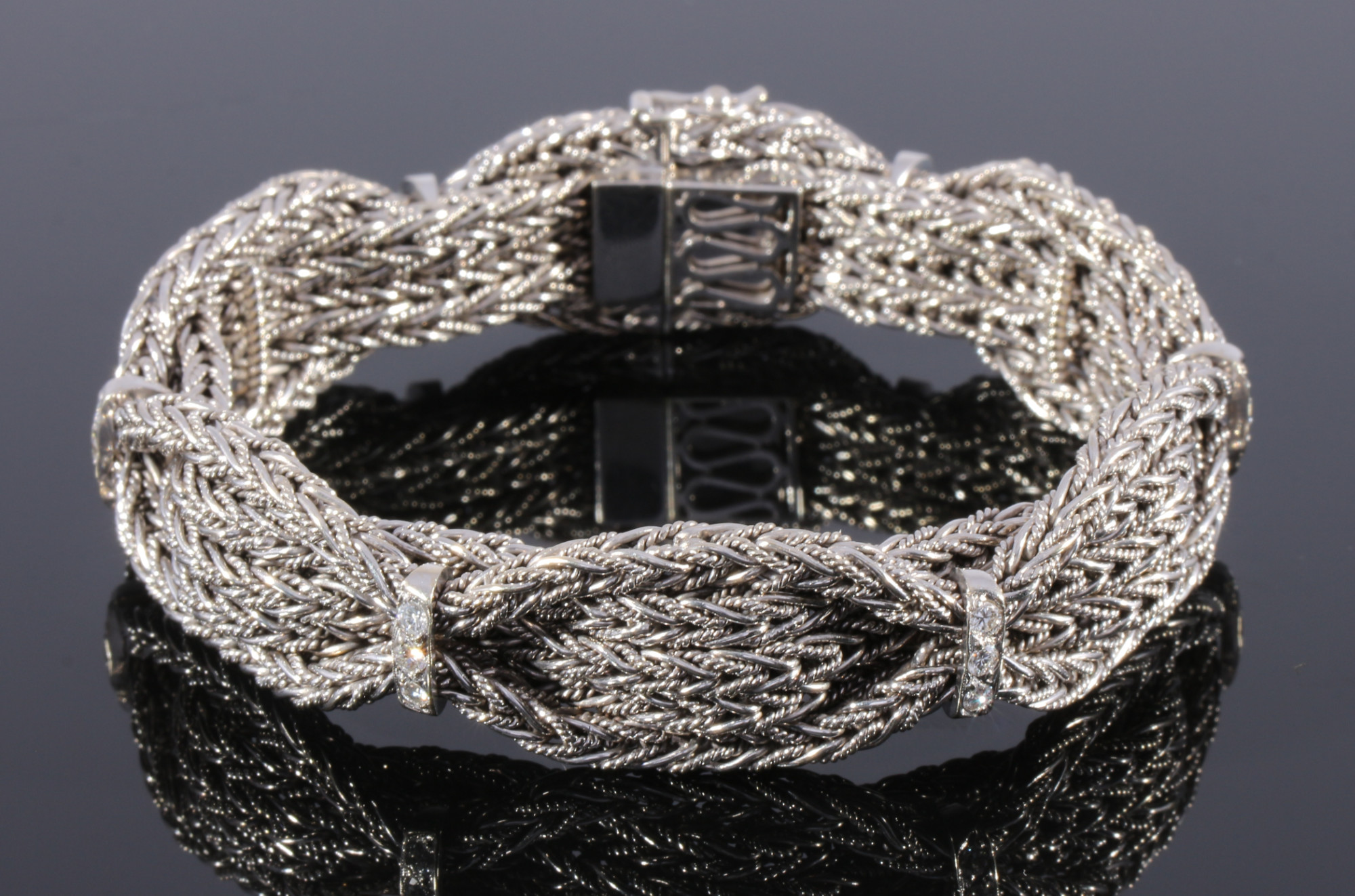 750 gold solid diamond bracelet, 18K Gold massives Brillanten Armband,