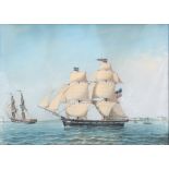Unbekannter Marinemaler von 1859 niederländische Segelschiffe im Aufbruch, unknown marine painter du