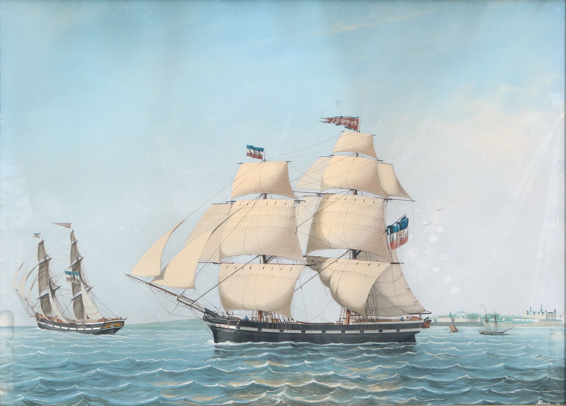 Unbekannter Marinemaler von 1859 niederländische Segelschiffe im Aufbruch, unknown marine painter du