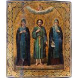 Russland Ikone mit 3 Heiligen 19. Jahrhundert, russian icon with three saints 19th century,