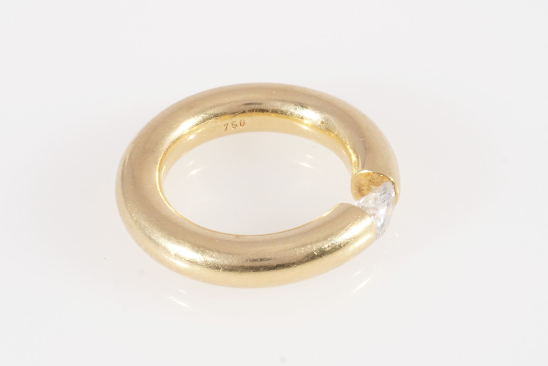 750 Gold Spannring mit Brillant 0,75ct, Niessing Art, Solitärring, 18K gold clamping ring with diamo - Bild 4 aus 4