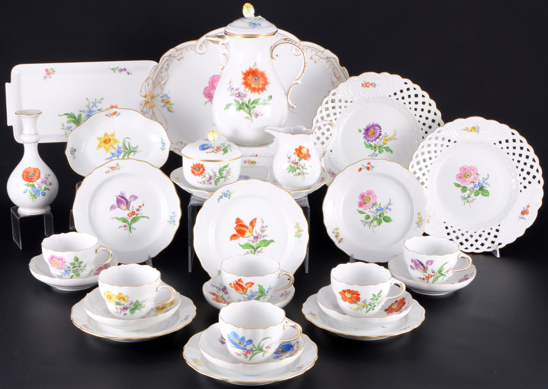 Meissen Blume Kaffeeservice für 6 Personen, coffee service for 6 pers.,