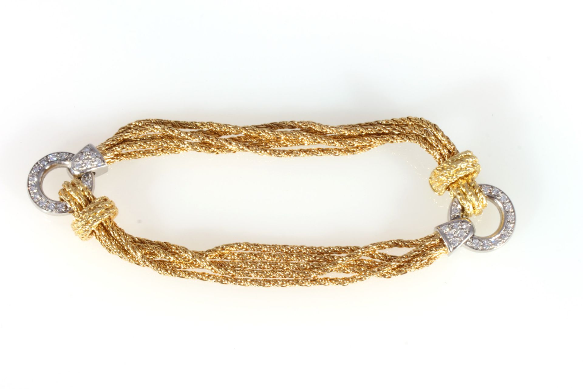 750 Gold / 950 Platin Brillanten Collier und Armband, Kordel, 18K gold / 950 platinum diamond neck - Bild 2 aus 5