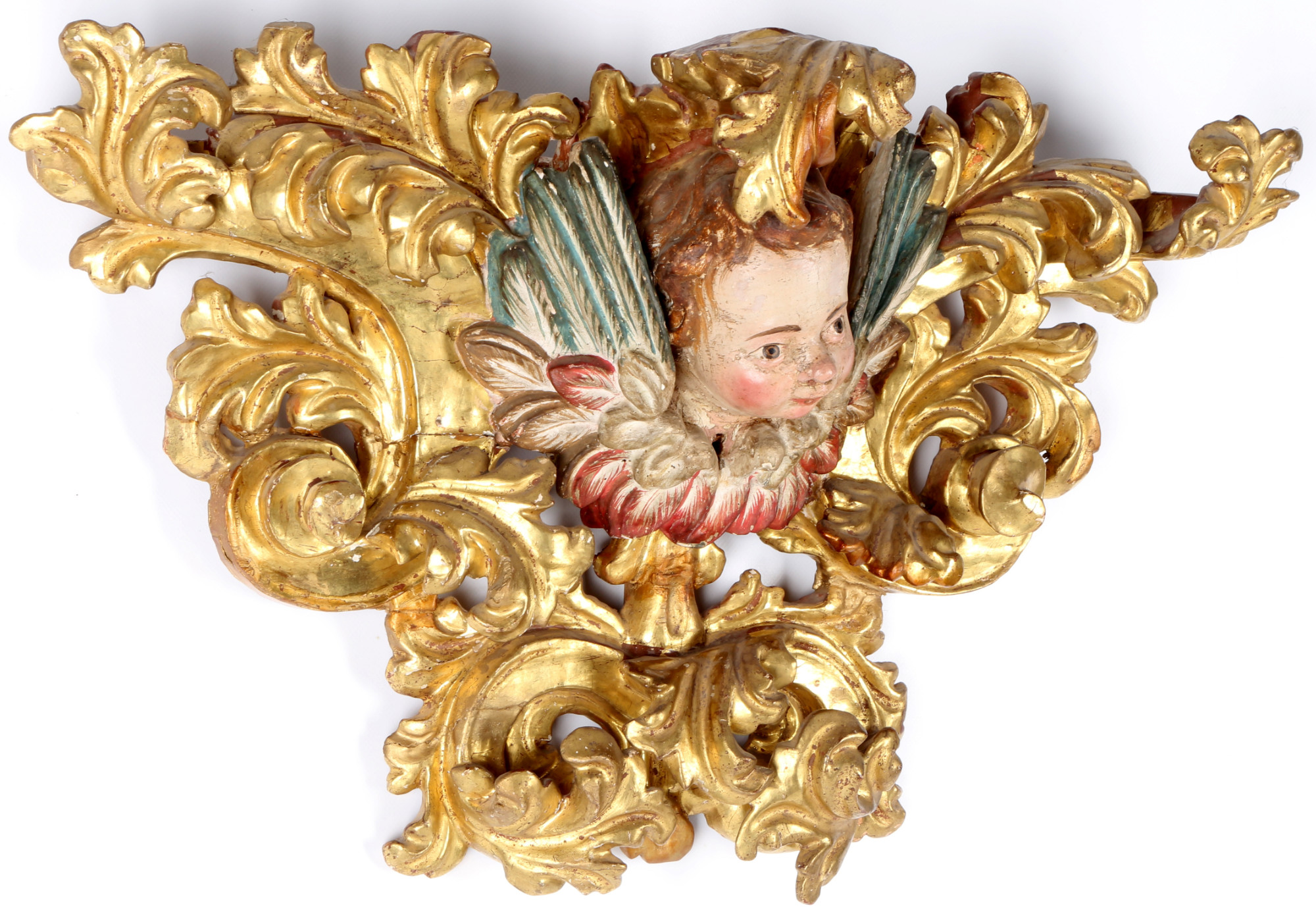 Baroque door finial with cherub 18th century, Barock Supraporte mit Putte 18. Jahrhundert, - Image 3 of 4