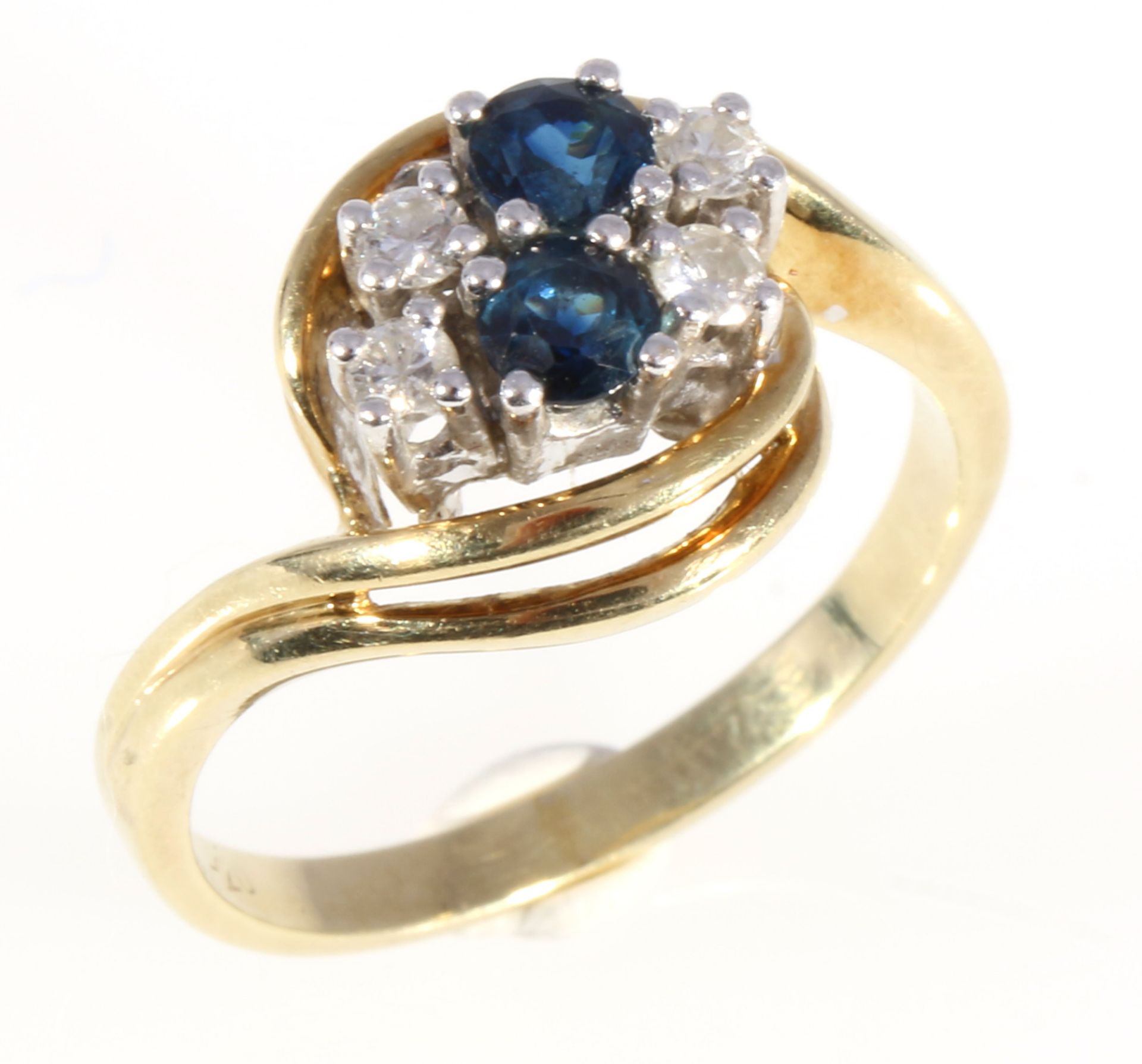 585 gold ring sapphires and diamonds, 14K Gold Ring mit Saphiren und Brillanten, - Image 3 of 4