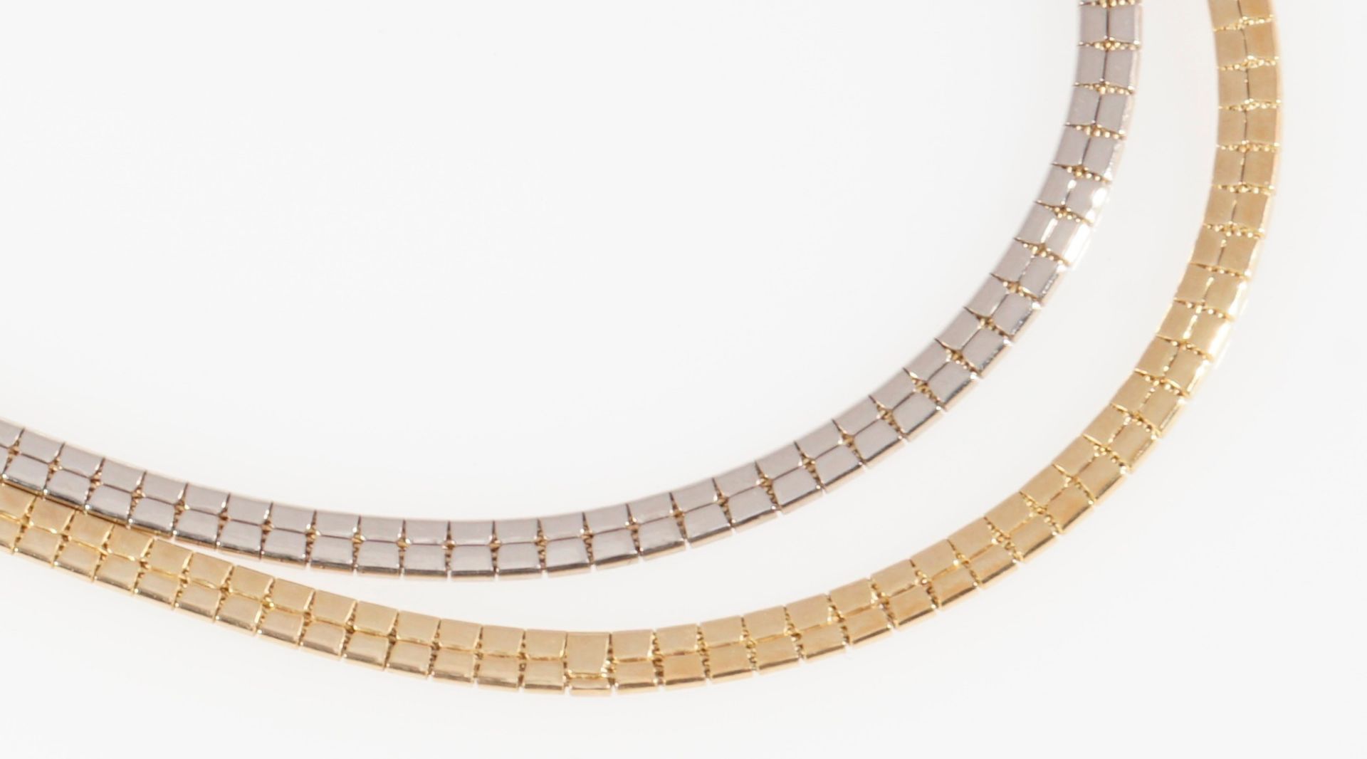 585 two-rowed gold necklace, 14K Gold Collier / zweireihige Halskette, - Image 4 of 5
