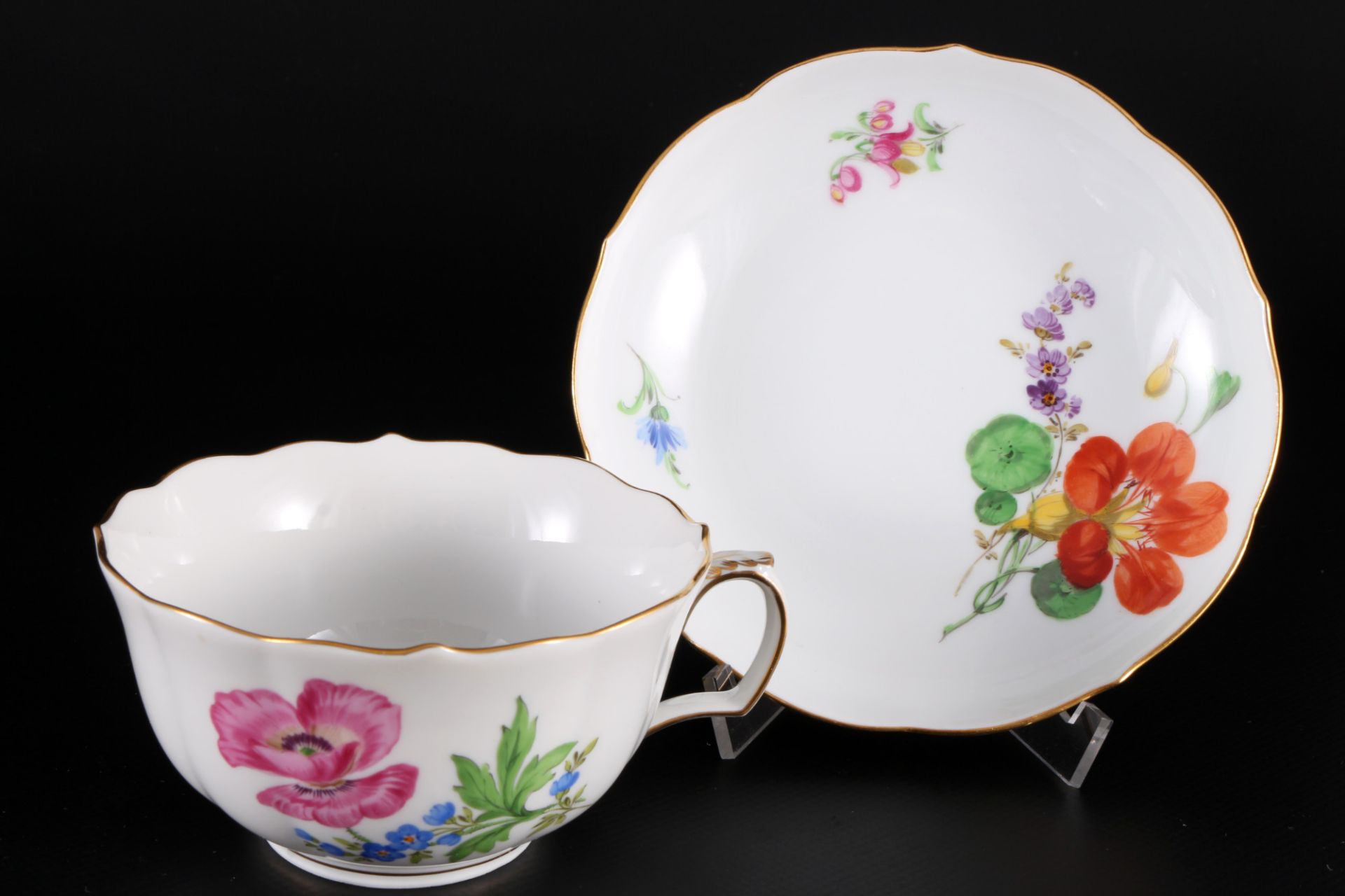 Meissen Blumen 5 Kaffeegedecke und 5 Teetassen 1.Wahl, coffee and tea cups with one set of plates 1s - Bild 3 aus 5