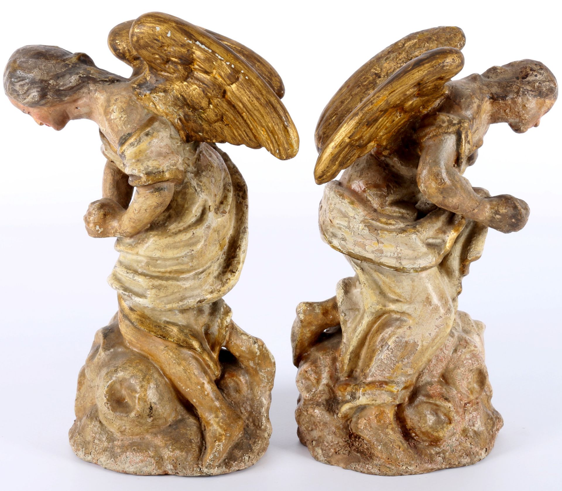 Baroque pair of praying angels 18th cenutry, Barock Paar betende Engel 18. Jahrhundert, - Image 4 of 5