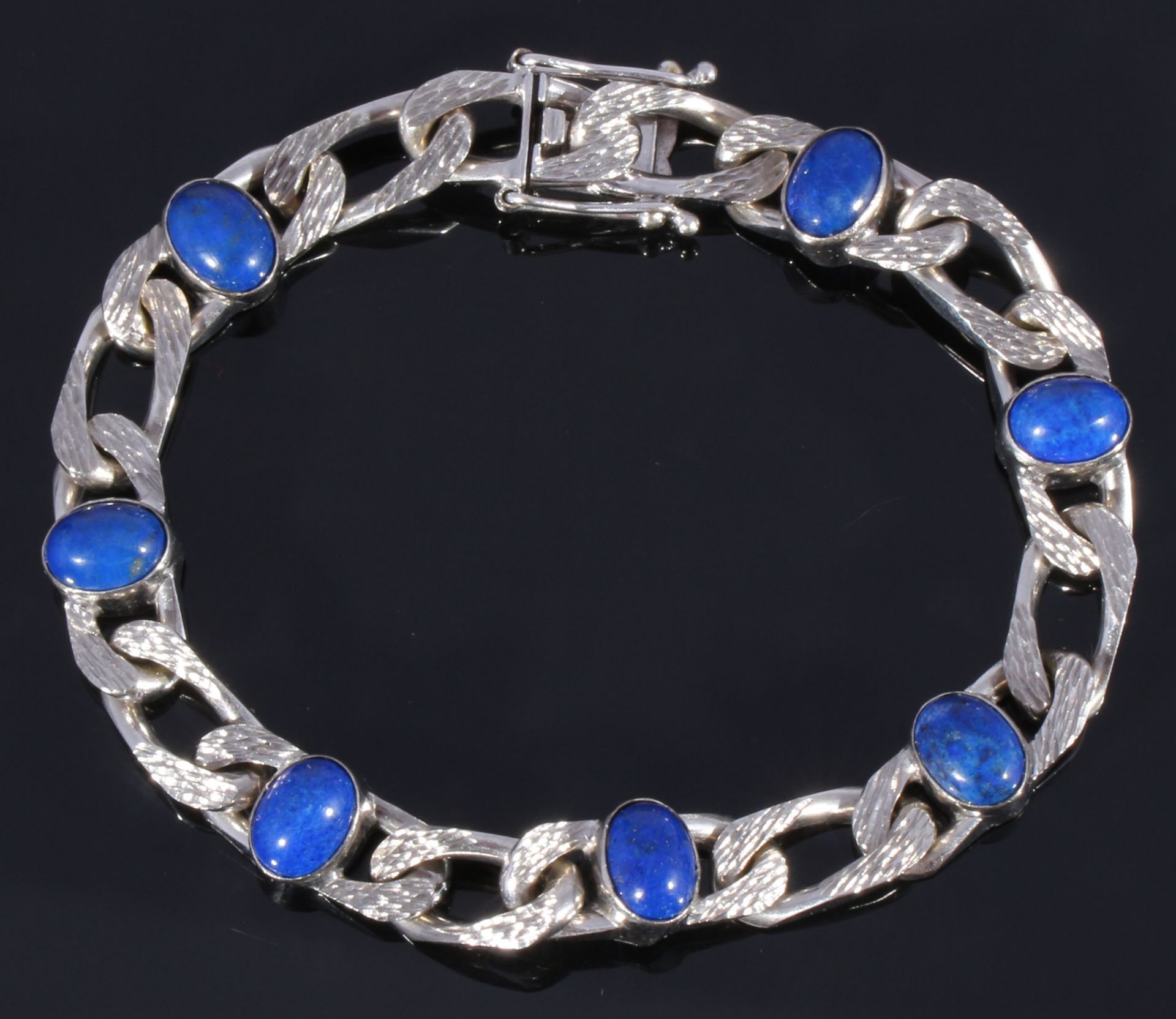 585 gold lapis lazuli bracelet, 14K Gold Lapislazuli Armband, - Image 3 of 4