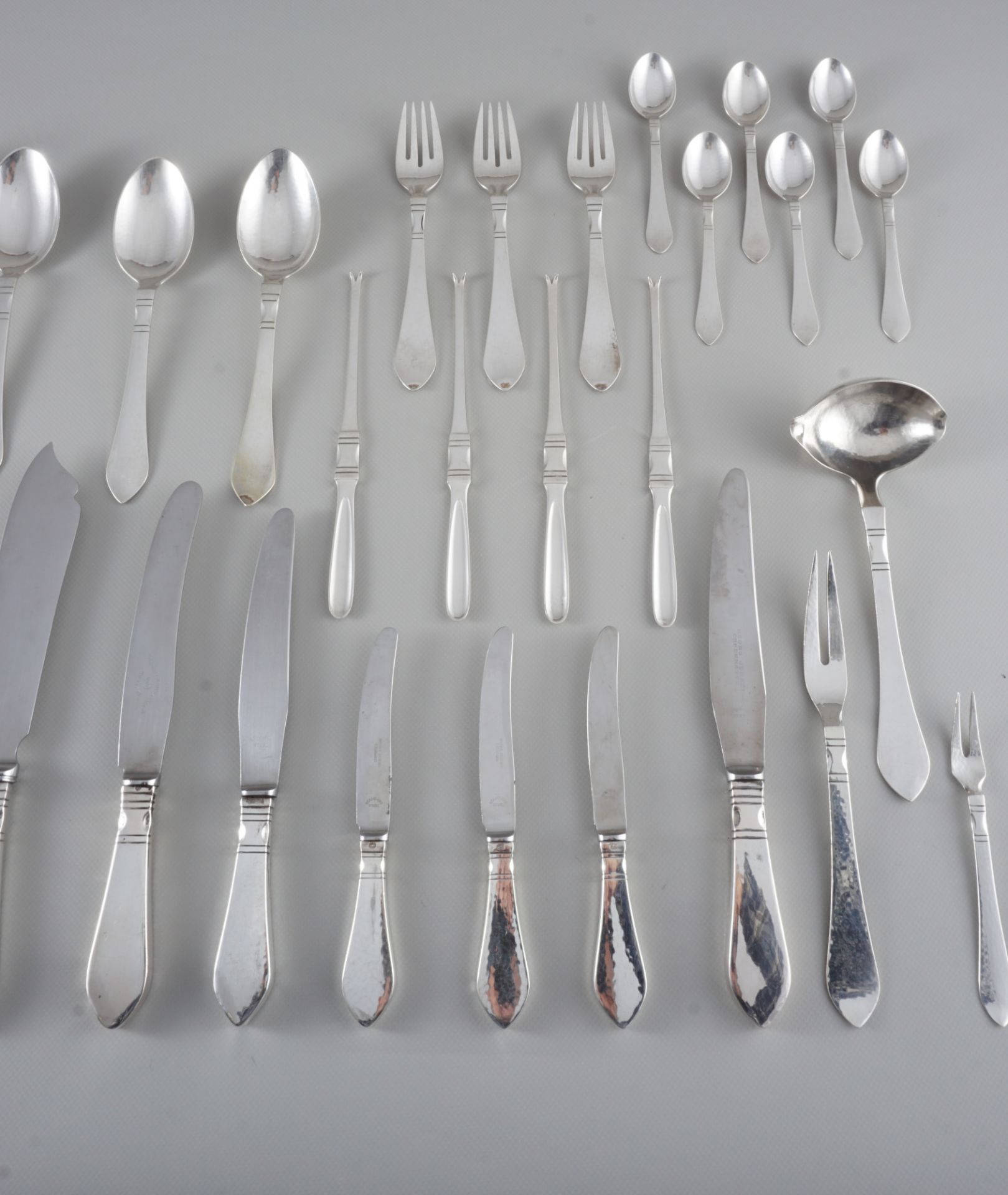 Georg Jensen Continental 925 sterling silver 47-piece cutlery lot, Silber Restbesteck, - Image 4 of 5