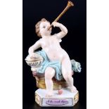 Meissen Devisenkind "Je les rends legers" 1.Wahl, Knaufmarke, cupid with horn 1st choice,