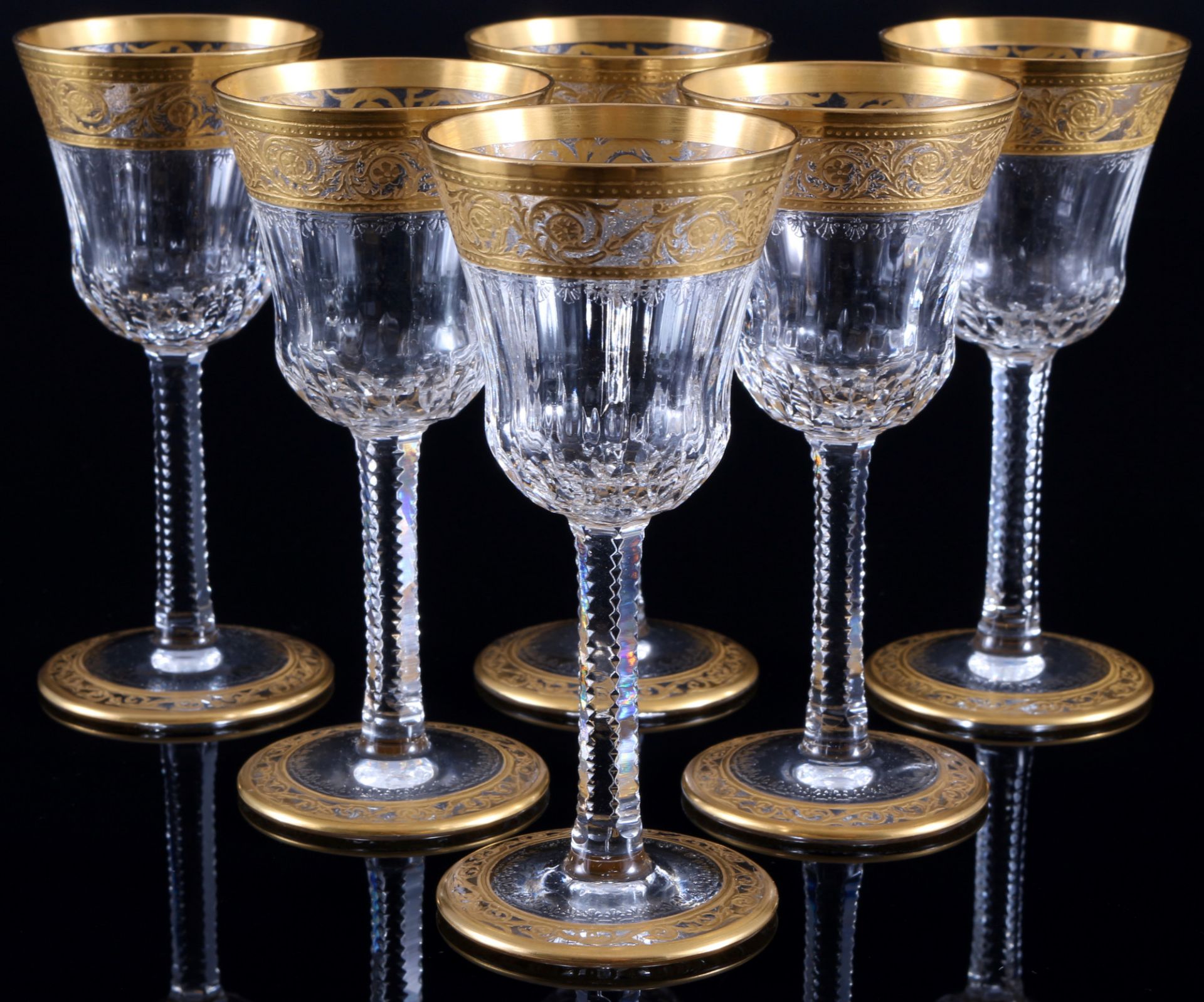 St. Louis Thistle Gold 6 liquor glasses, Likörgläser,