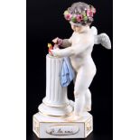 Meissen Devisenkind "Je les unis" 1.Wahl, cupid with two hearts 1st choice,