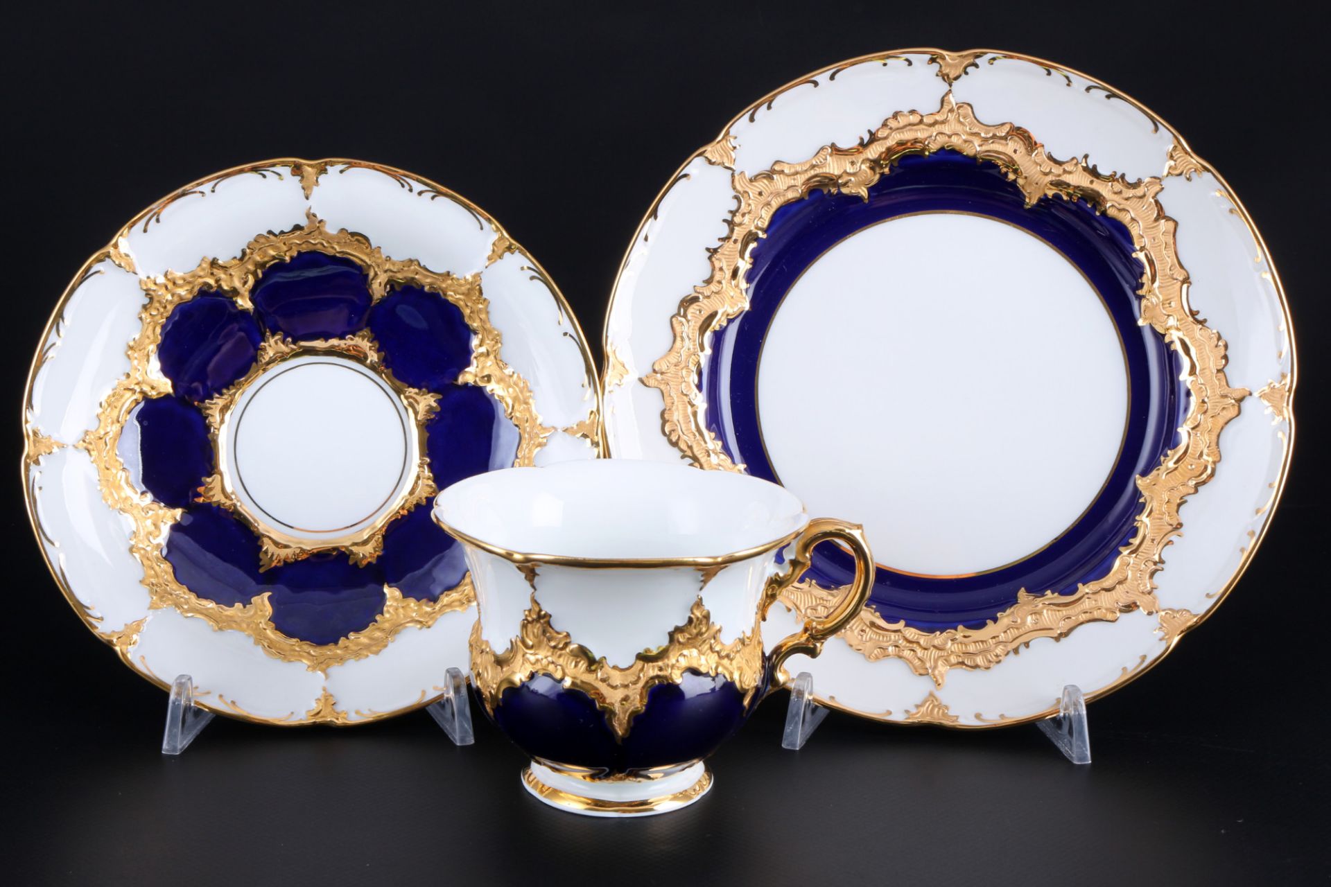 Meissen B-Form royal blue coffee dejeuner for 2 persons 1st choice, Kaffee Set für 2 Personen 1.Wahl - Image 2 of 8