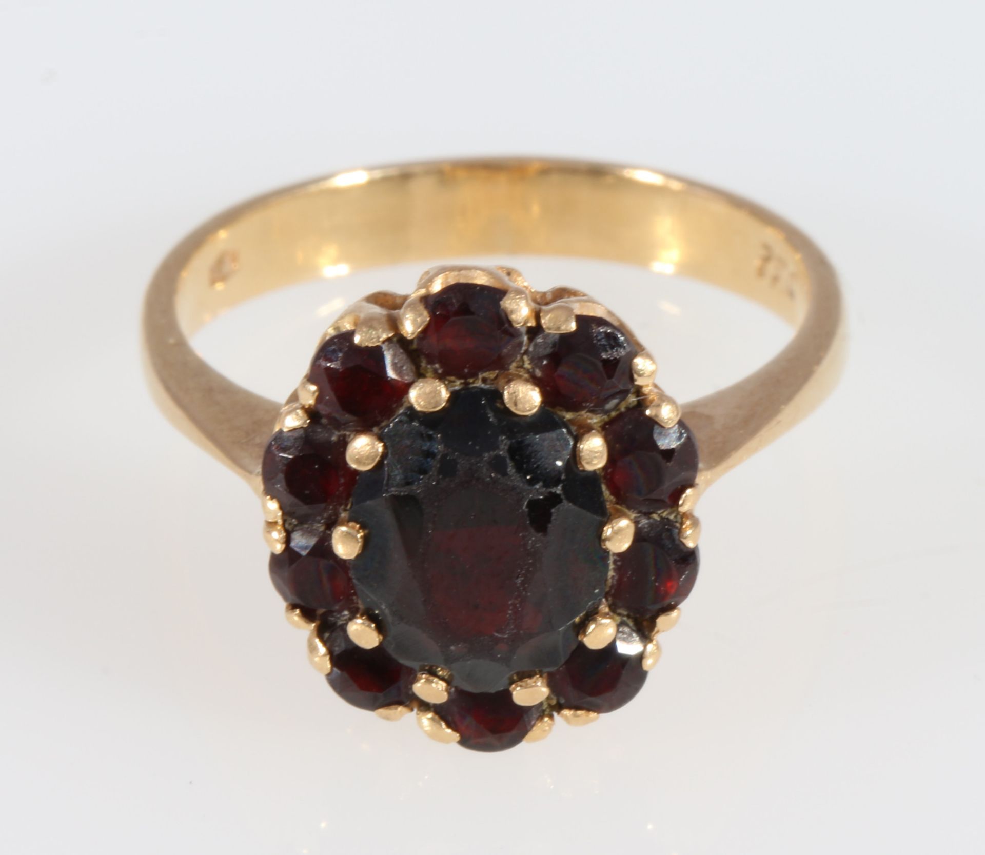 750 Gold Granat Ring, 18K gold garnet ring, - Bild 2 aus 4